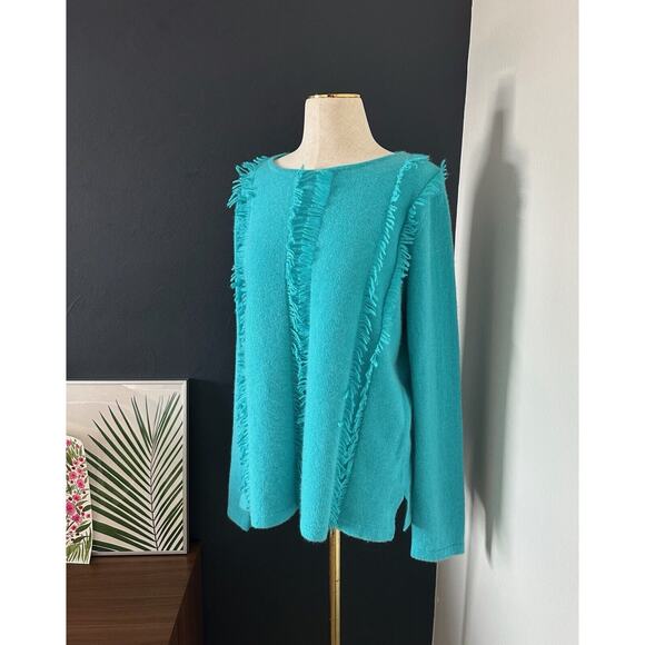 209 wst 38 100% Cashmere Knit Fringe Pullover Sweater - Picture 7 of 8
